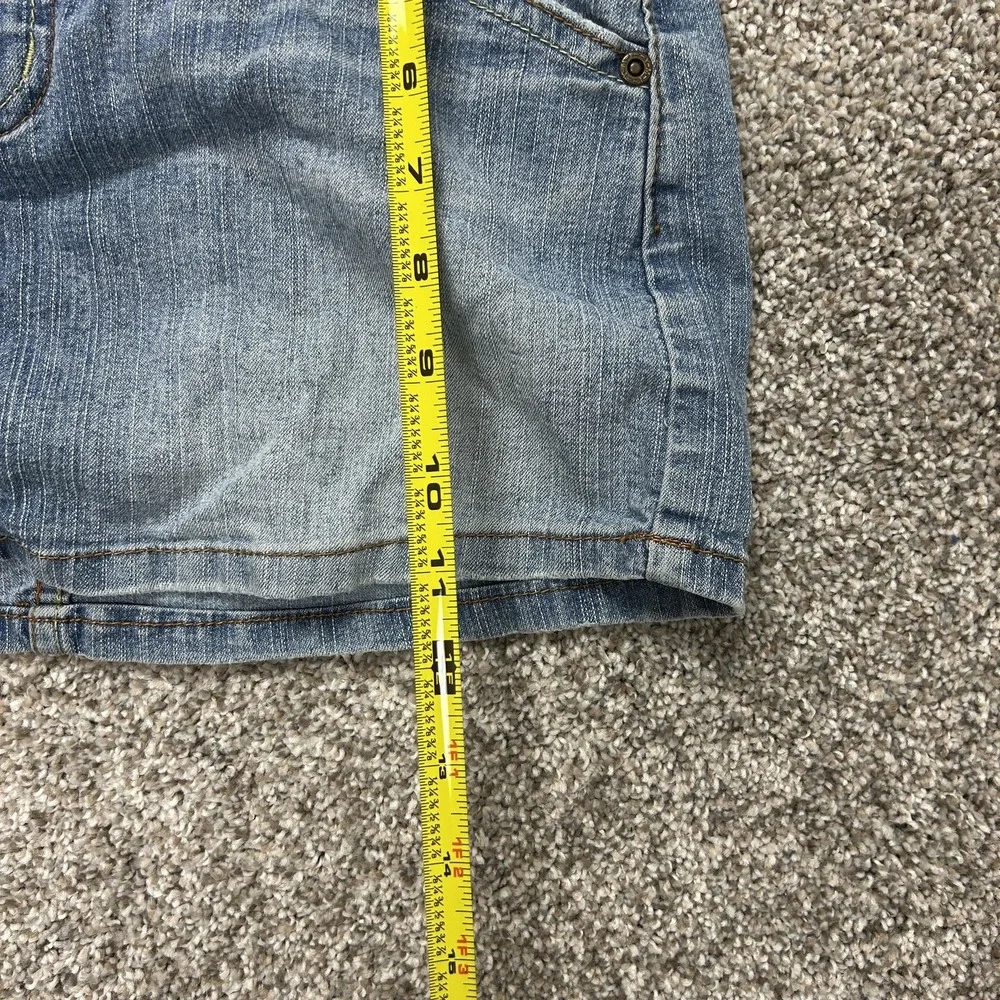 Vintage YMI Skirt Womens 3 Blue Denim Mini Short Stretch Casual Button Front